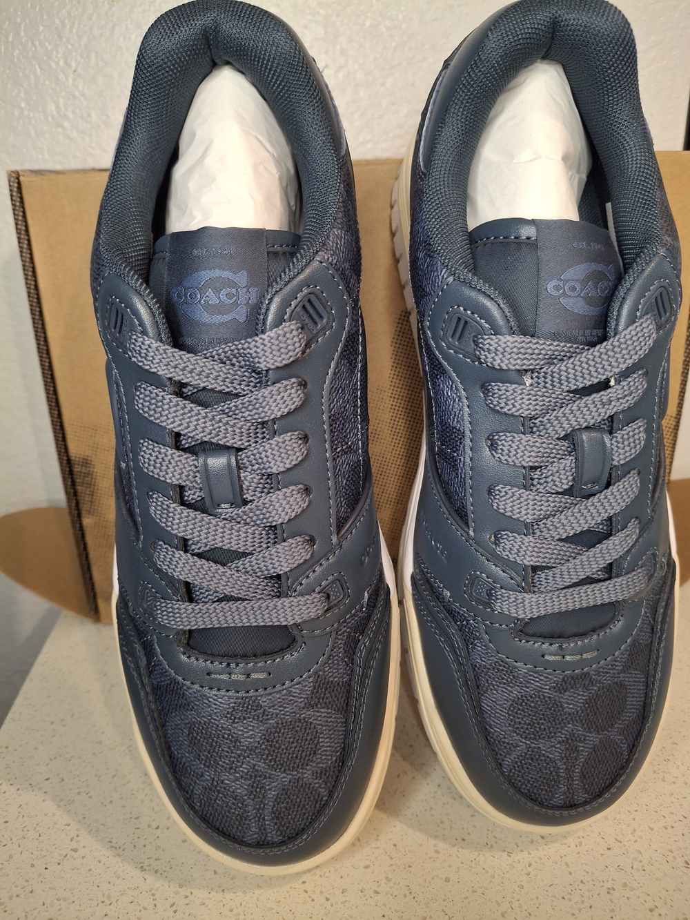 Coach Men’s Navy Logo Lace-Up Sneakers